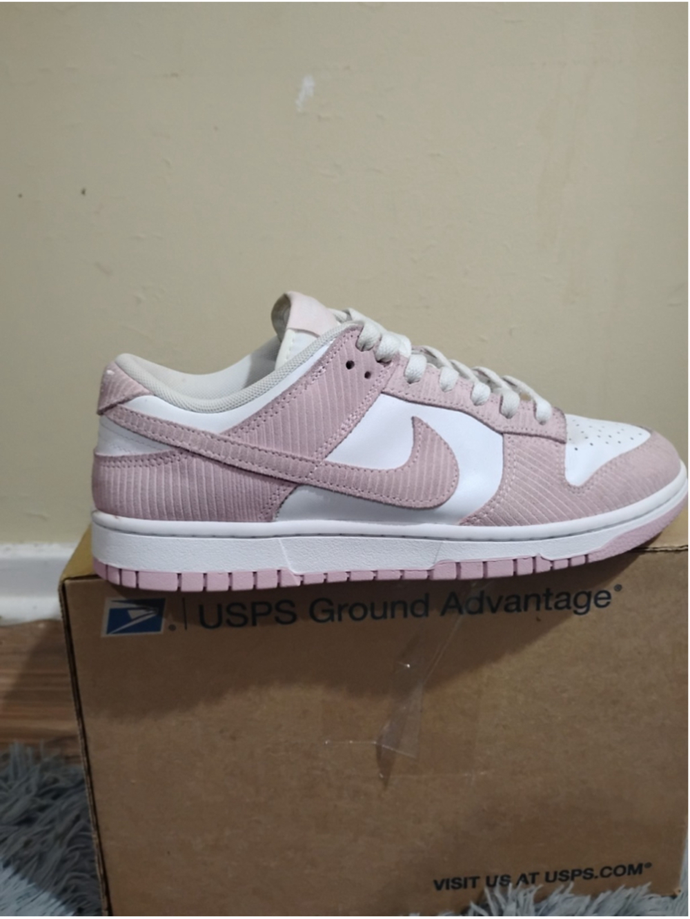 Nike Dunk Low Women Size 10 Pink Corduroy White/Pink Sneakers FN7167-100 - Picture 8 of 12